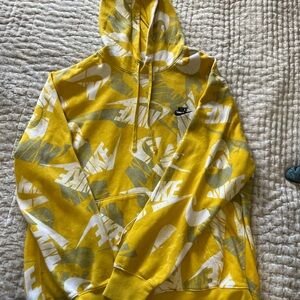 Nike XL Yellow Logo Hoodie Sweatshirt